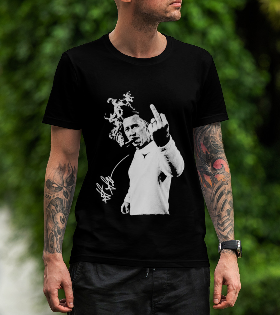 Steve Sarkisian Gesture Smoking Cigar Signature T-Shirt