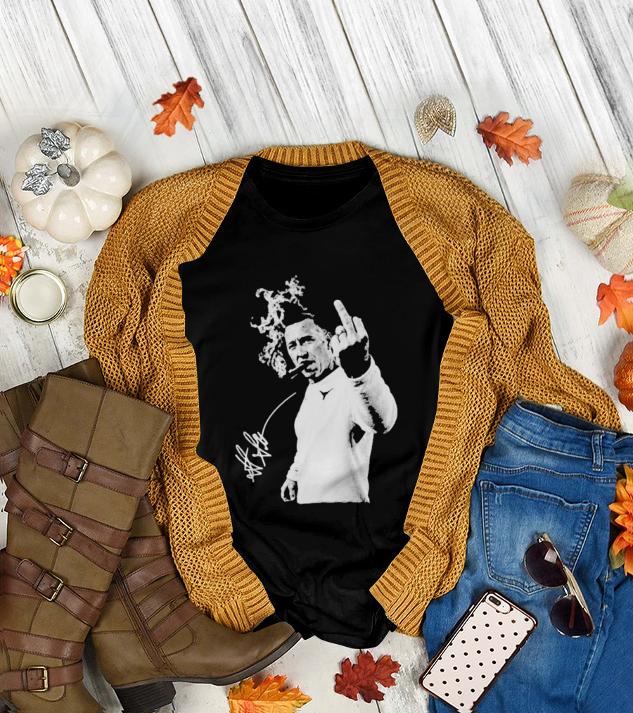 Steve Sarkisian Gesture Smoking Cigar Signature T-Shirt