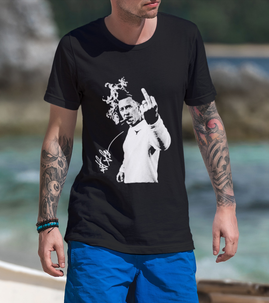 Steve Sarkisian Gesture Smoking Cigar Signature T-Shirt
