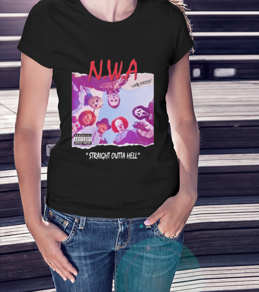 N.W.A Straight Outta Hell Horror Movie Character Mashup T-Shirt