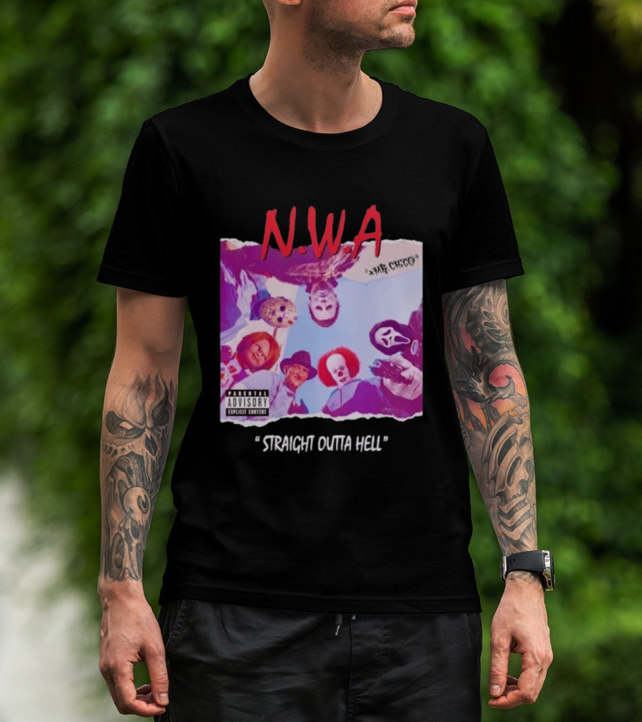 N.W.A Straight Outta Hell Horror Movie Character Mashup T-Shirt