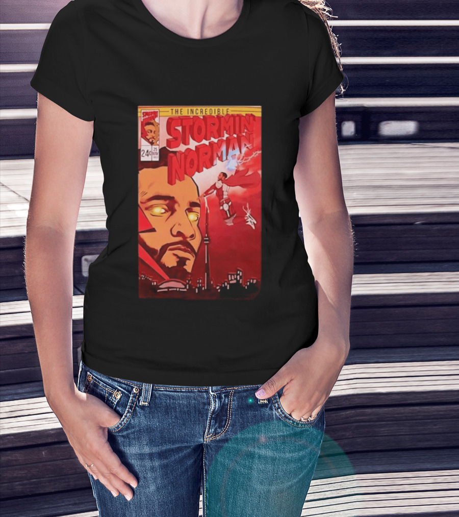 The Incredible Stormin Norman Comic Book Flying Superhero Cityscape 25 Cent Issue 24 T-Shirt