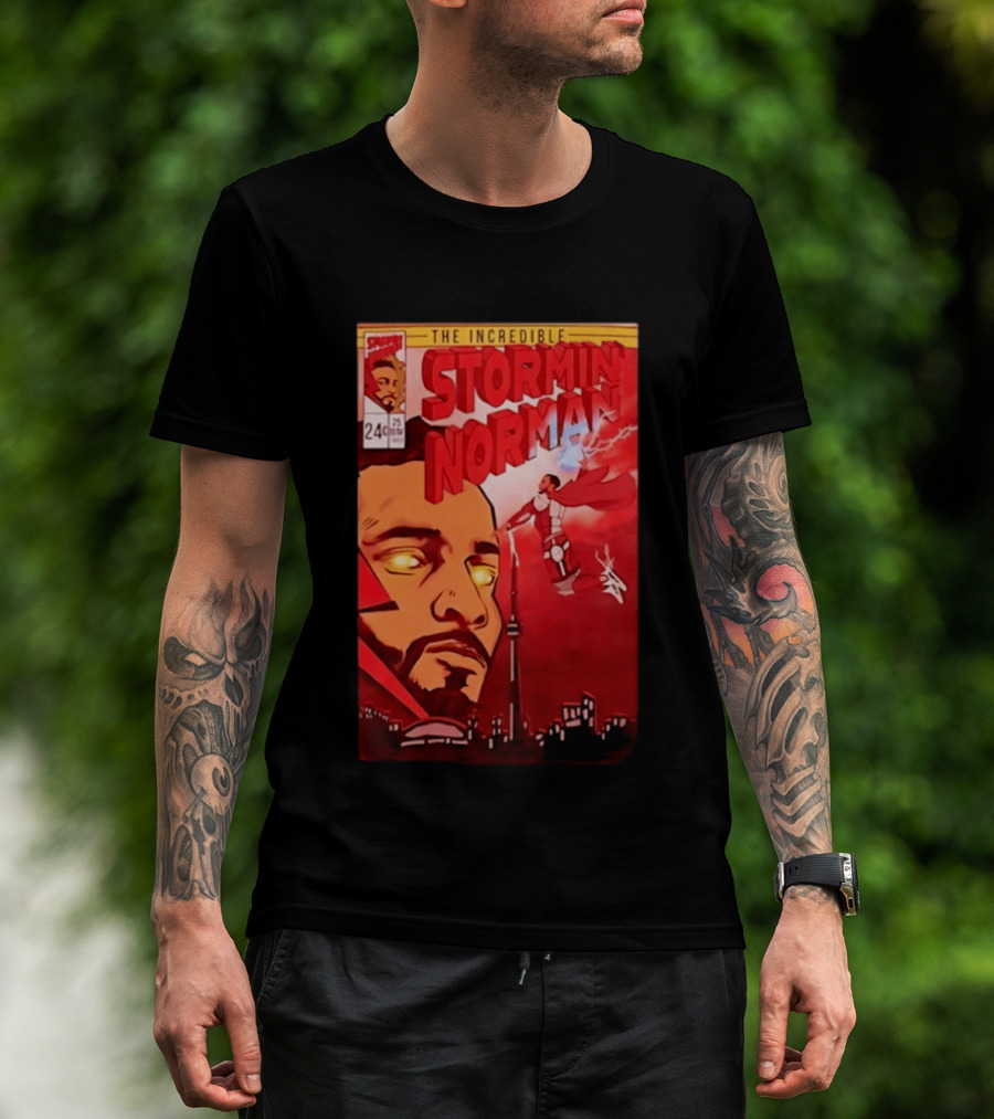 The Incredible Stormin Norman Comic Book Flying Superhero Cityscape 25 Cent Issue 24 T-Shirt
