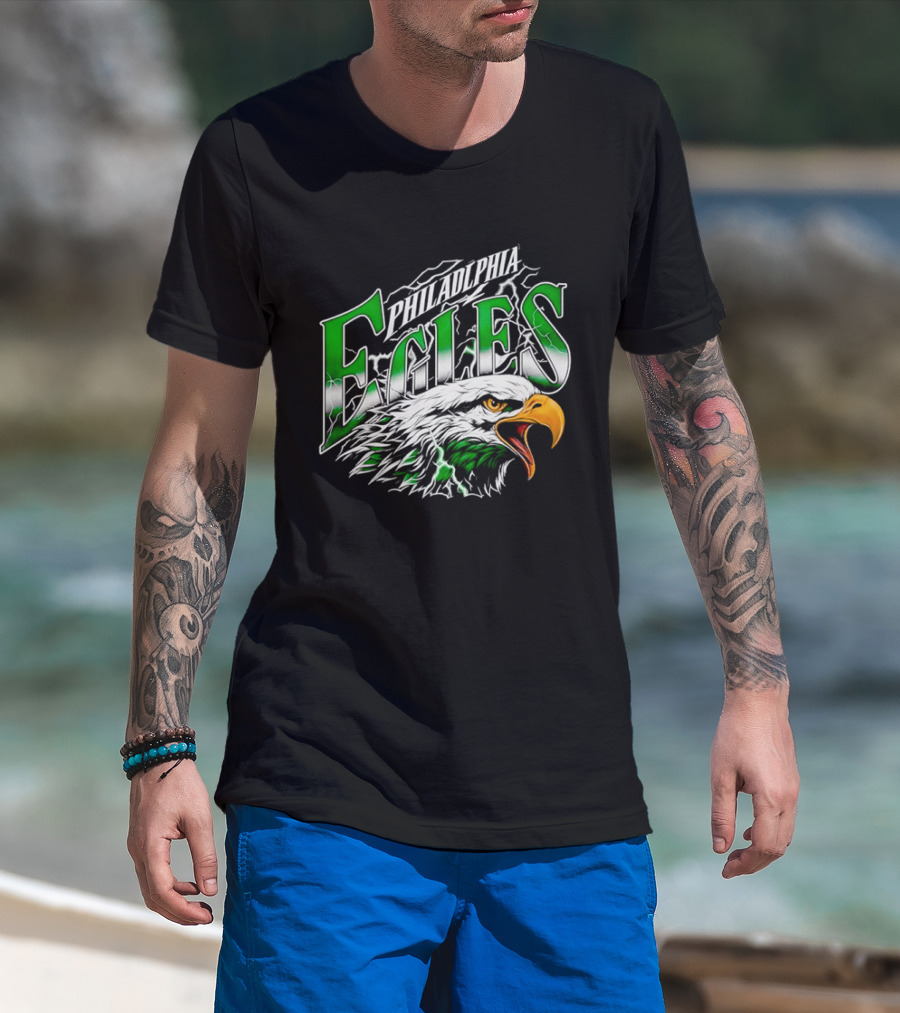 Philadelphia Eagles Lightning Eagle Green T-Shirt