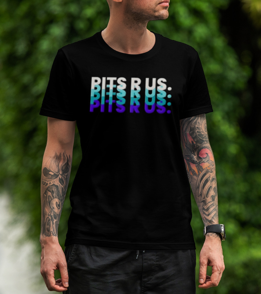 Pits R Us Layered Echo White Cyan Purple Gradient T-Shirt