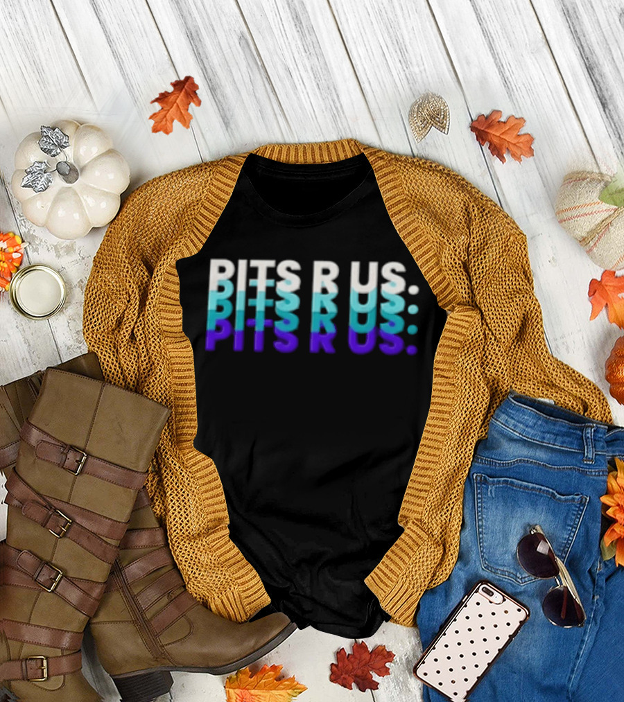 Pits R Us Layered Echo White Cyan Purple Gradient T-Shirt