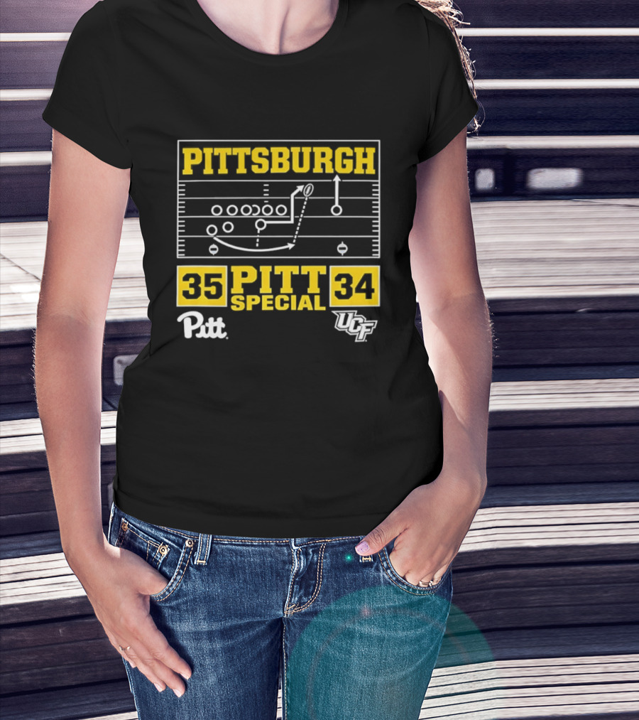 Pittsburgh Pitt Special 35 34 Victory Football Play Diagram Vs UCF T-Shirt