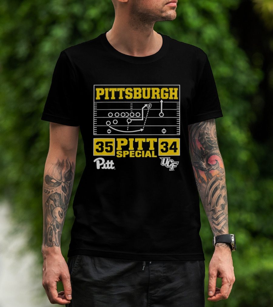 Pittsburgh Pitt Special 35 34 Victory Football Play Diagram Vs UCF T-Shirt