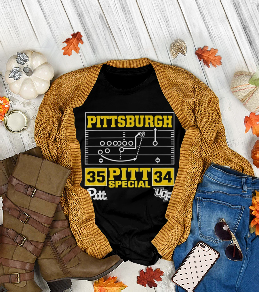 Pittsburgh Pitt Special 35 34 Victory Football Play Diagram Vs UCF T-Shirt