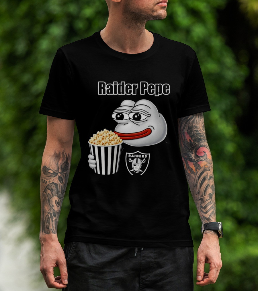 Las Vegas Raiders Raider Pepe Popcorn Meme T-Shirt