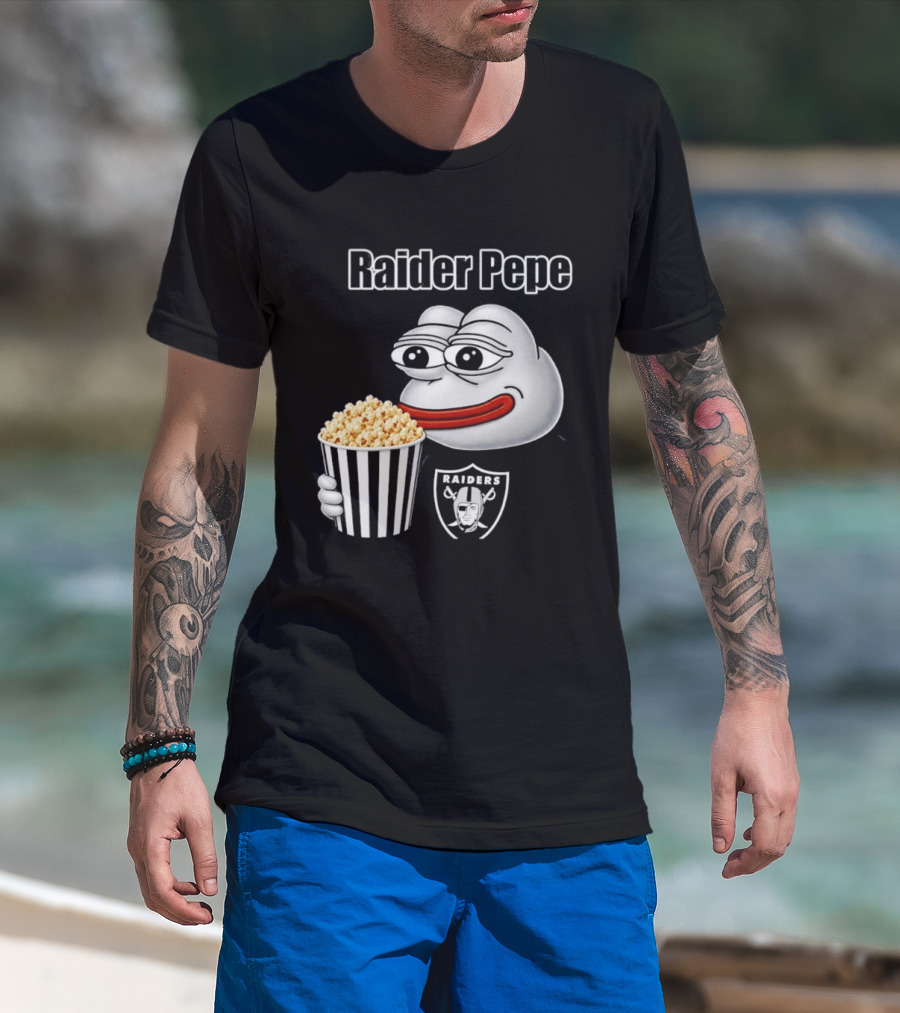 Las Vegas Raiders Raider Pepe Popcorn Meme T-Shirt