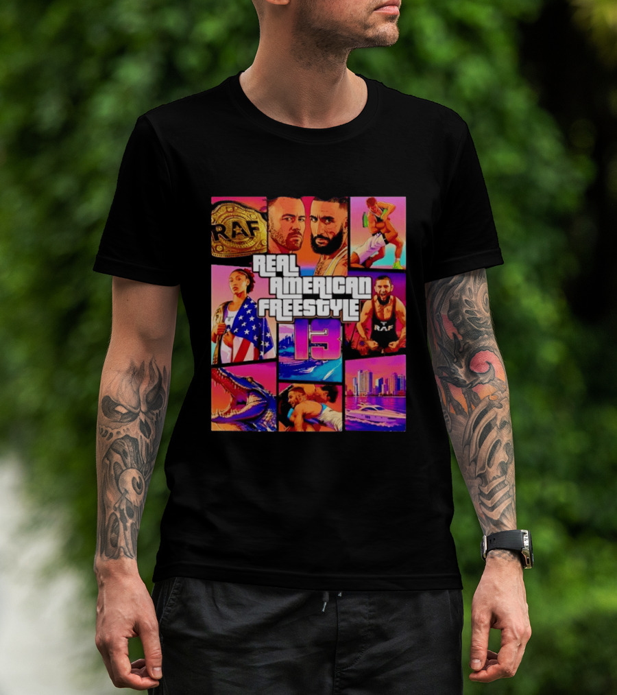 Real American Freestyle 13 Wrestling RAF Alligator Miami Scene T-Shirt
