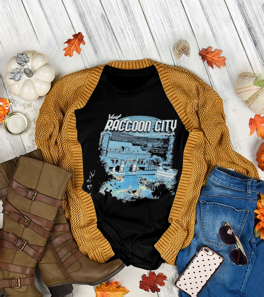 Visit Raccoon City Bring Your Own Flashlight RPD Entrance Postcard T-Shirt