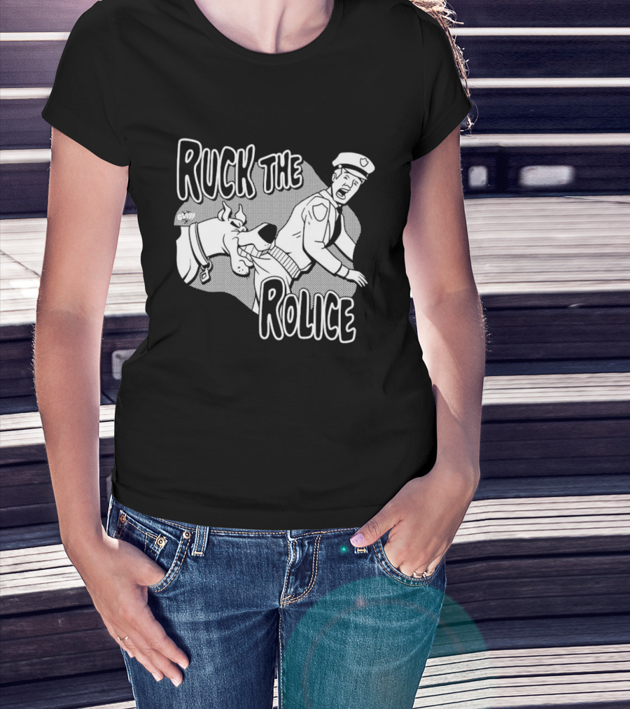 Ruck The Rolice Cartoon Dog Satire Pop Culture Police Officer And Dog T-Shirt