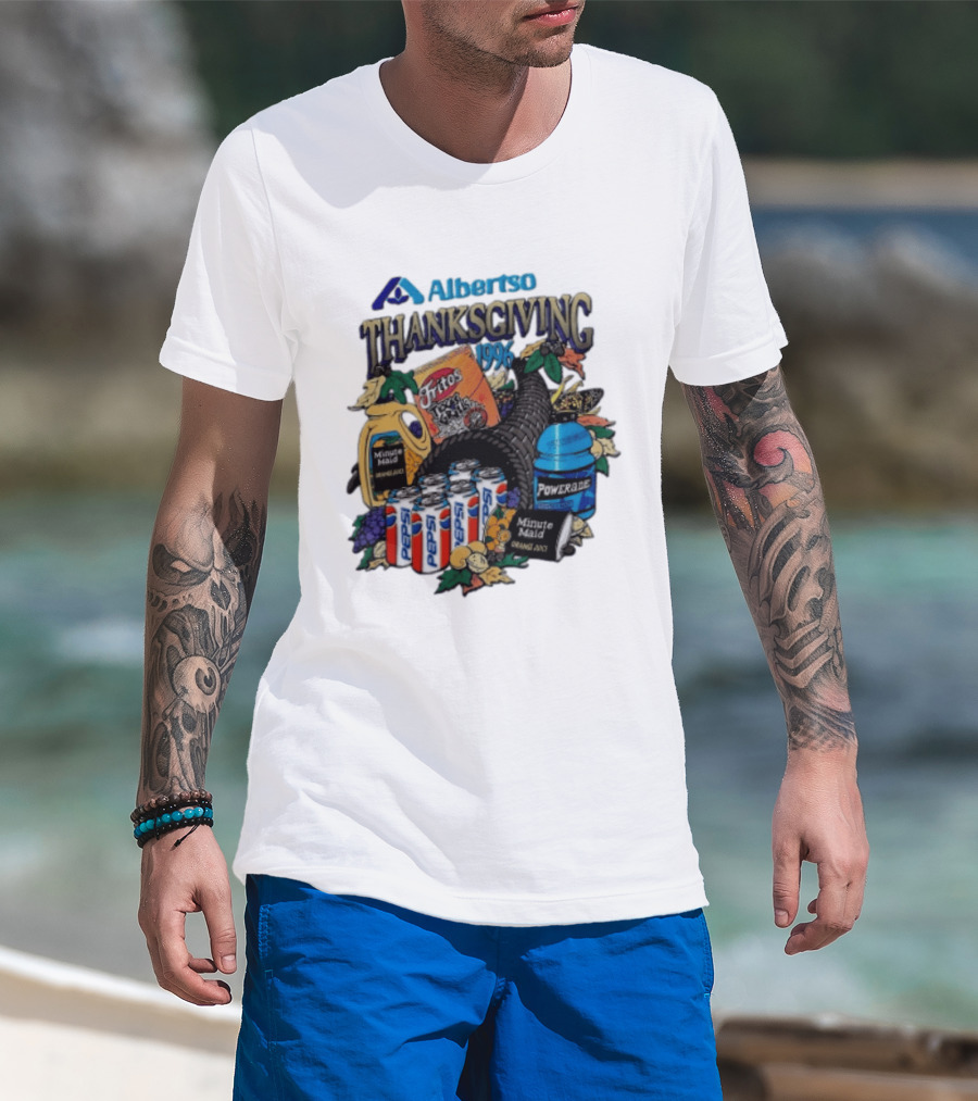 Albertsons Thanksgiving 1996 Fritos Pepsi Powerade Minute Maid Collage T-Shirt