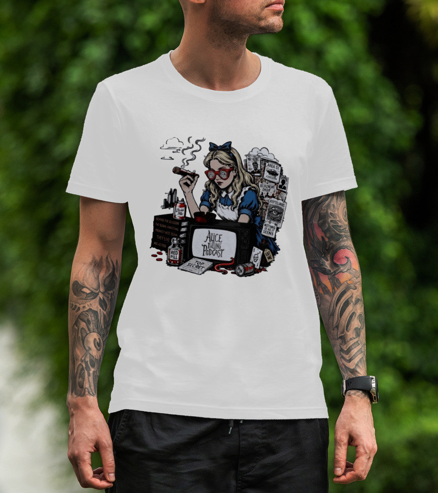 Alice Falling Podcast Conspiracy Theory Red Pill Top Secret Area 51 Reptilians Seeing Is Believing T-Shirt