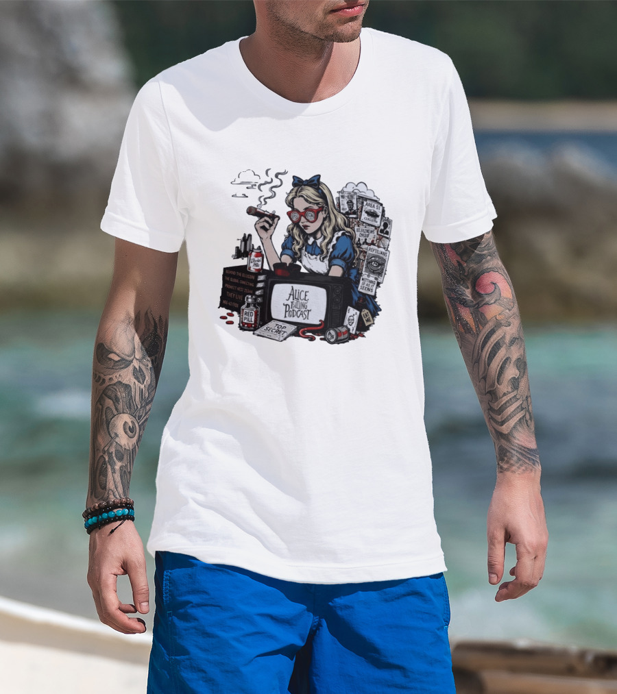 Alice Falling Podcast Conspiracy Theory Red Pill Top Secret Area 51 Reptilians Seeing Is Believing T-Shirt