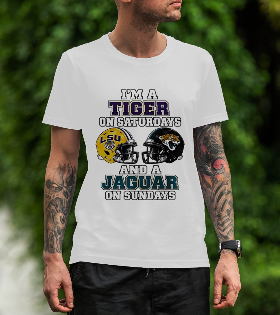 LSU Tigers Saturday Spirit Jacksonville Jaguars Sunday Fandom T-Shirt