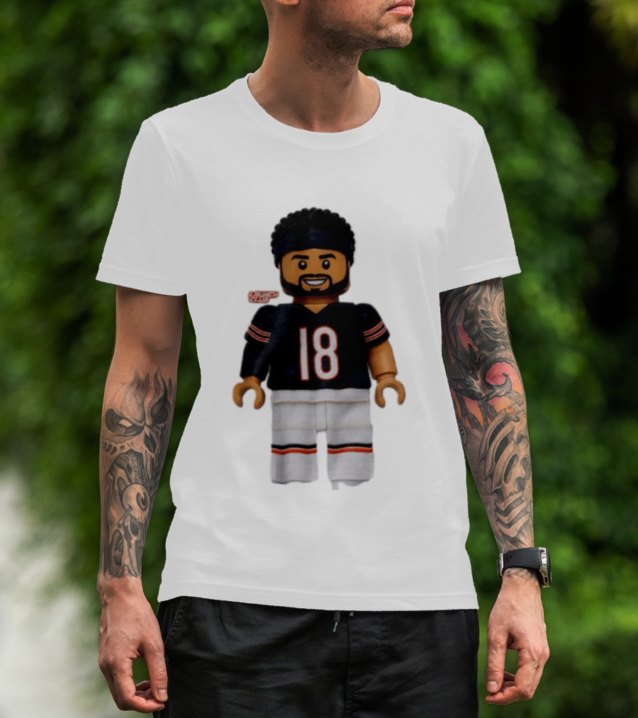 Chicago Bears Quarterback Caleb Williams 18 Lego Minifigure T-Shirt