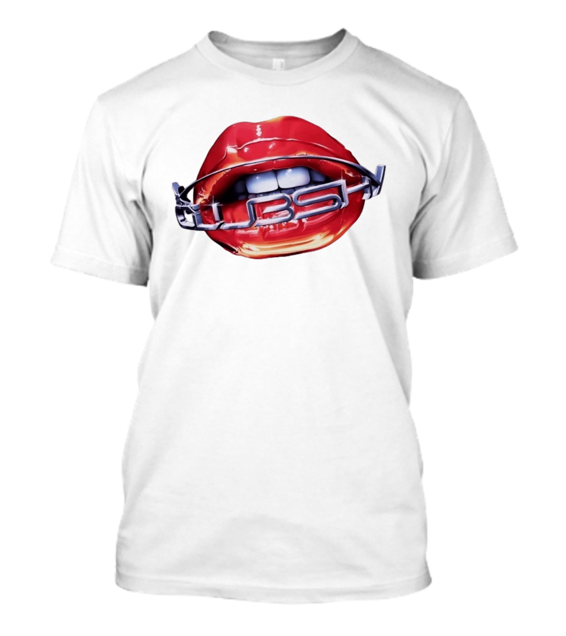 Chicago Cubs Lips Y2K MLB Baseball Chrome Letters T-Shirt