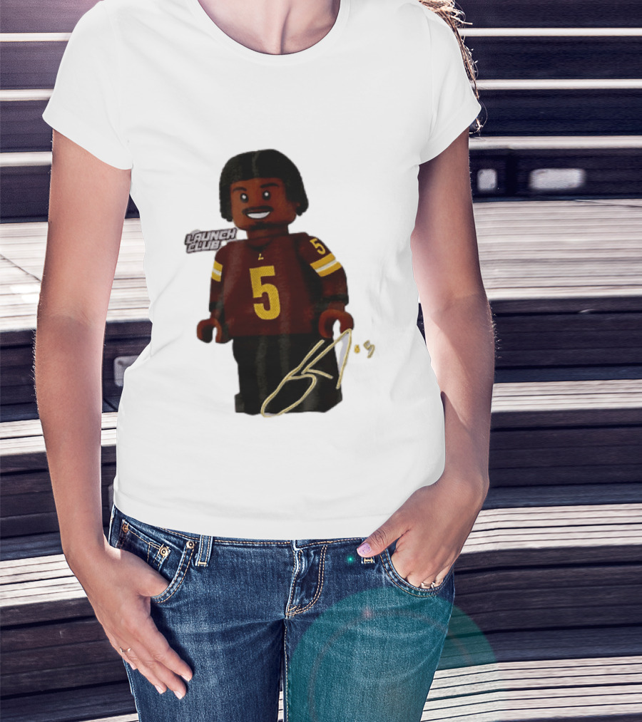 Washington Commanders Quarterback Jayden Daniels Launch Club Number 5 T-Shirt