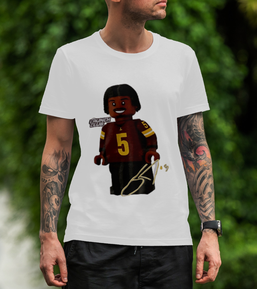 Washington Commanders Quarterback Jayden Daniels Launch Club Number 5 T-Shirt