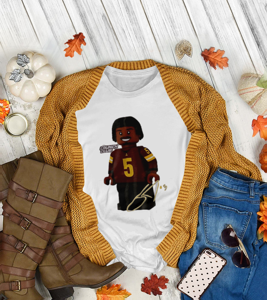 Washington Commanders Quarterback Jayden Daniels Launch Club Number 5 T-Shirt