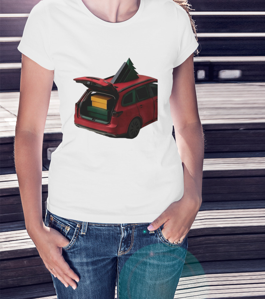 Most Likely To Pack The Car Festive Holiday Travel Scene With Christmas Tree And Gifts T-Shirt