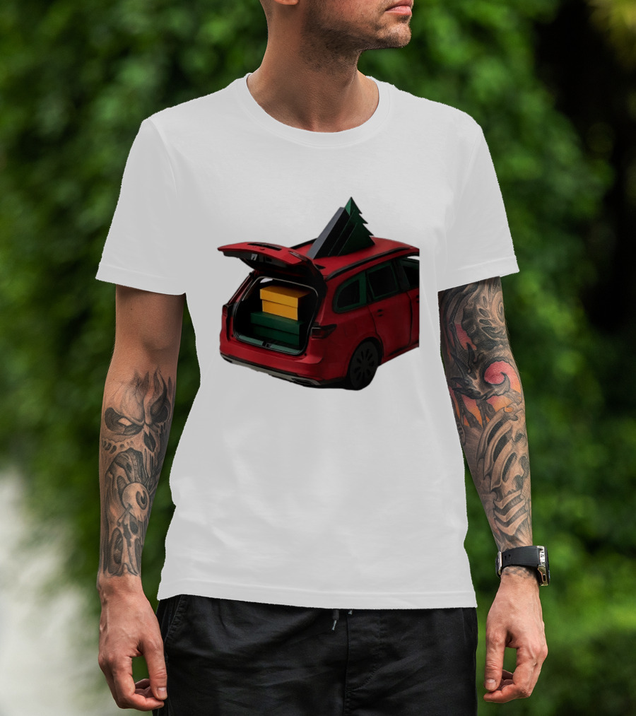 Most Likely To Pack The Car Festive Holiday Travel Scene With Christmas Tree And Gifts T-Shirt