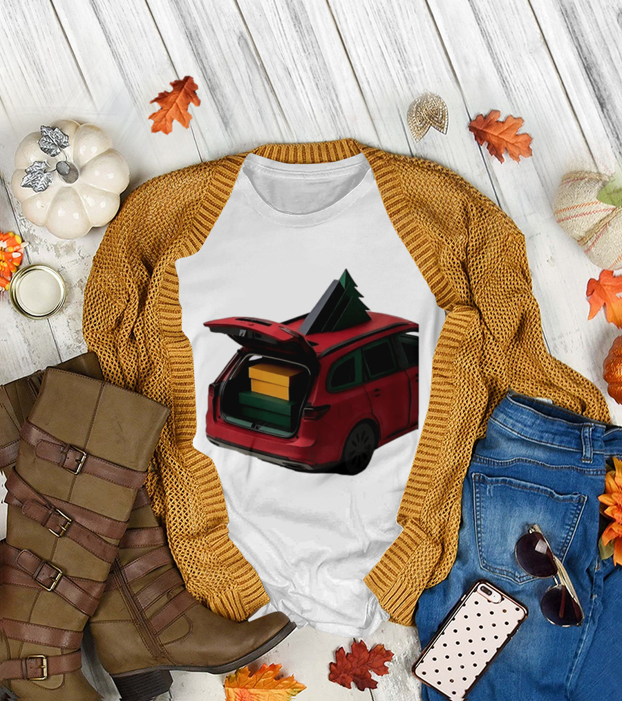 Most Likely To Pack The Car Festive Holiday Travel Scene With Christmas Tree And Gifts T-Shirt
