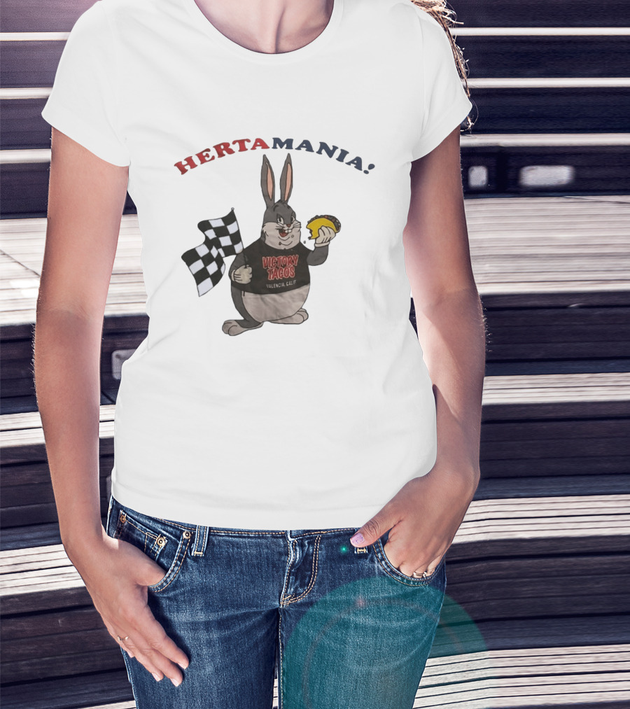 Hertamania Victory Tacos Valencia Calif Big Chungus Checkered Flag T-Shirt
