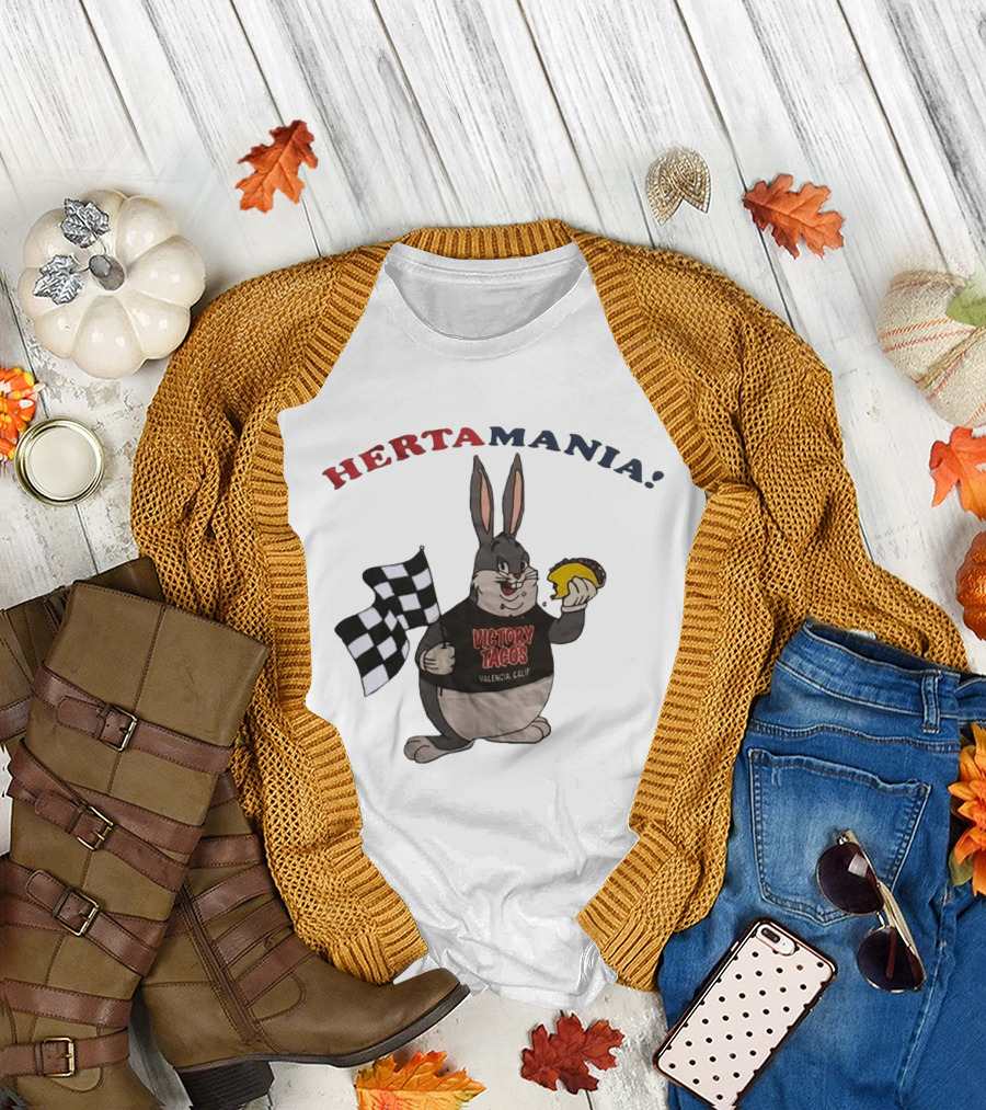 Hertamania Victory Tacos Valencia Calif Big Chungus Checkered Flag T-Shirt