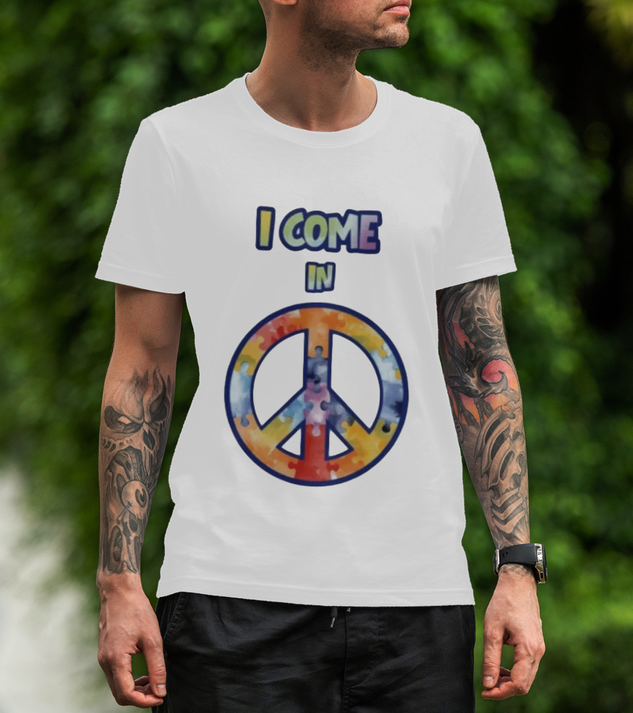 I Come In Peace Puzzle Piece Autism Awareness T-Shirt