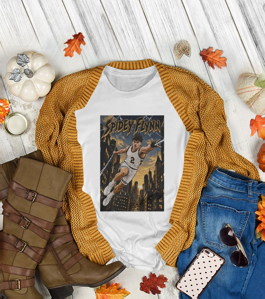Spidey Flynn Basketball Superhero City Skyline Action T-Shirt