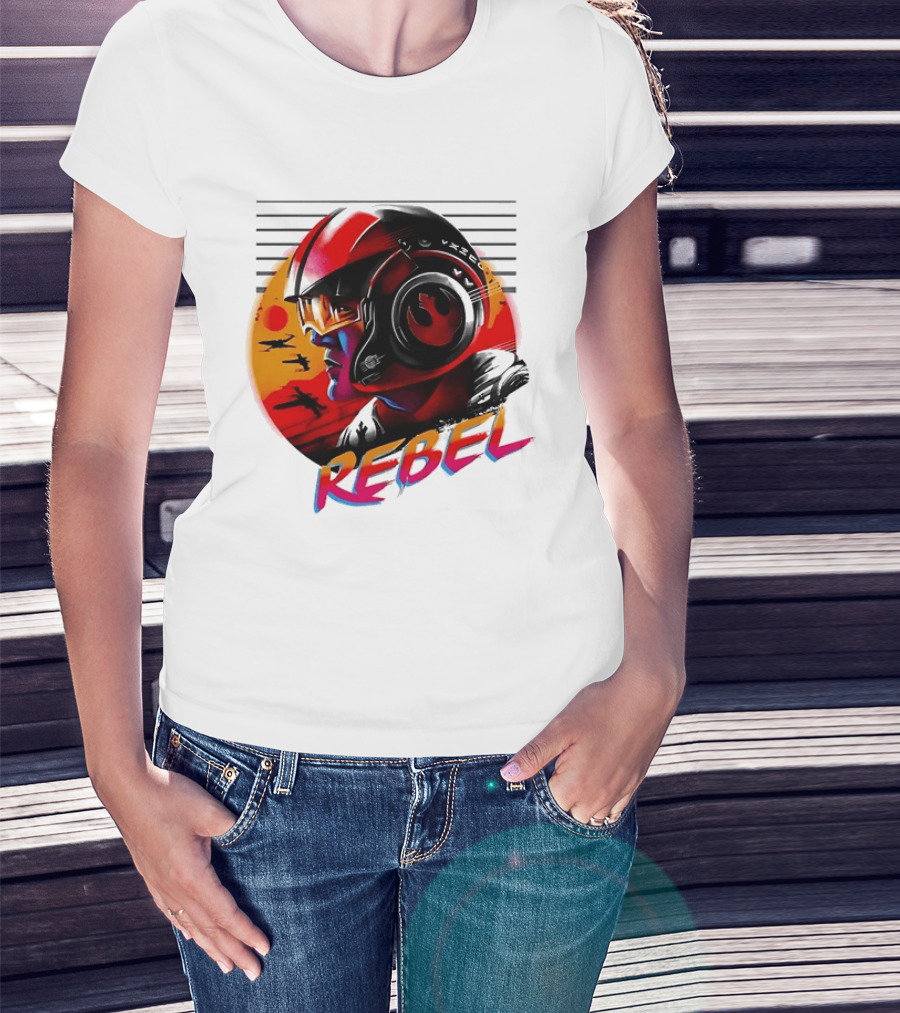 Star Wars Rebel Pilot Helmet Sunset Sci Fi Rebel T-Shirt