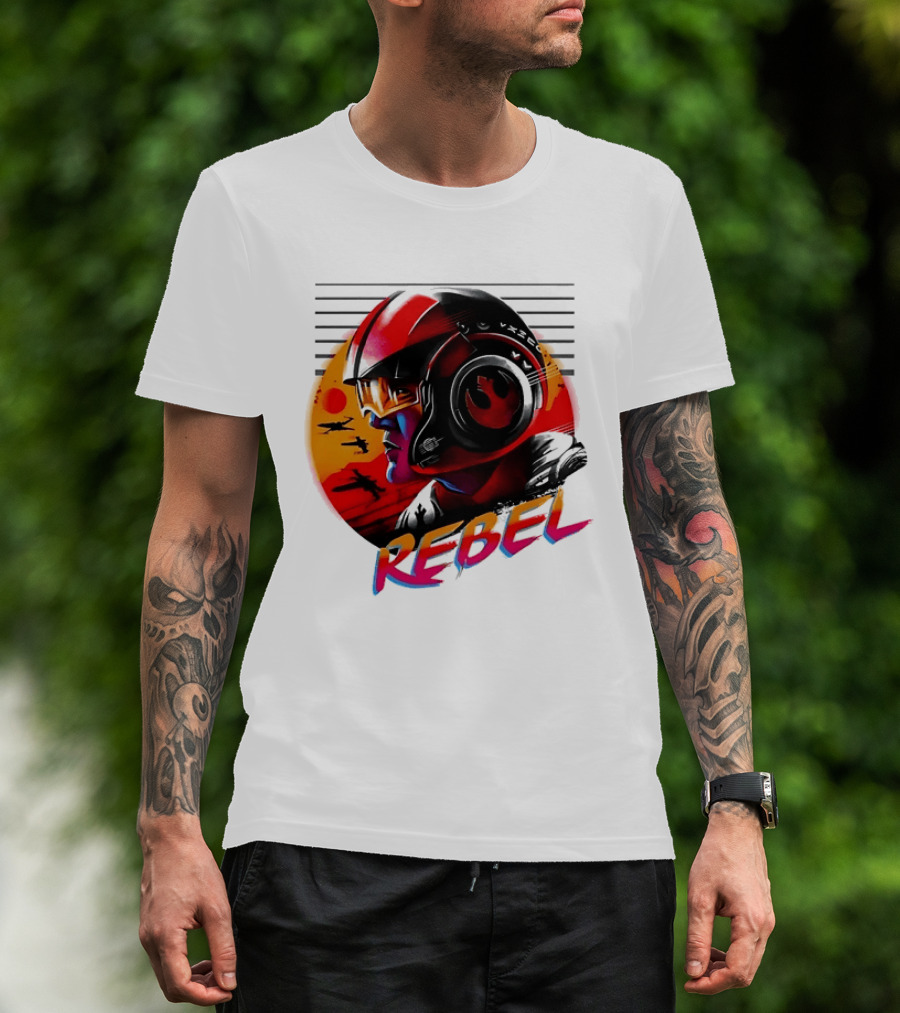Star Wars Rebel Pilot Helmet Sunset Sci Fi Rebel T-Shirt