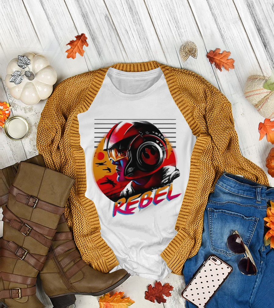 Star Wars Rebel Pilot Helmet Sunset Sci Fi Rebel T-Shirt