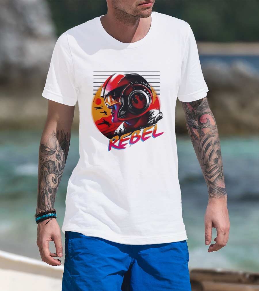 Star Wars Rebel Pilot Helmet Sunset Sci Fi Rebel T-Shirt