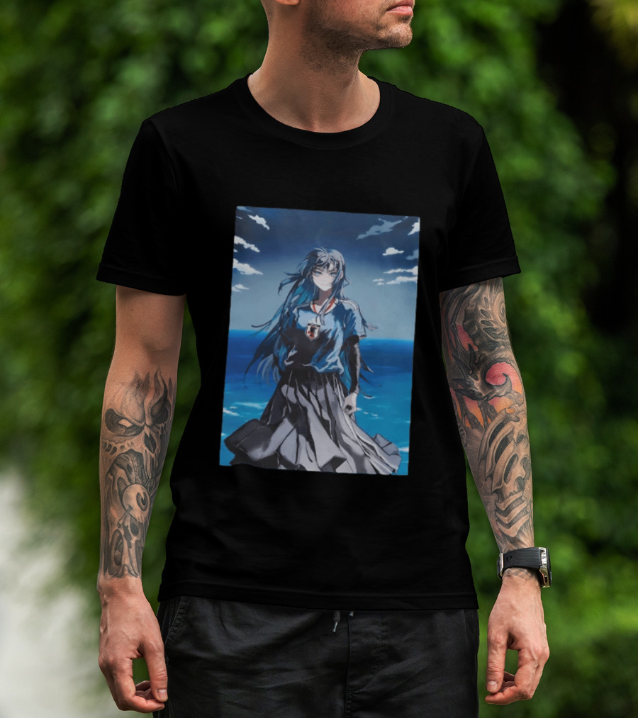 Anime Girl Japan National Football Team JFA Samurai Ocean Scene T-Shirt