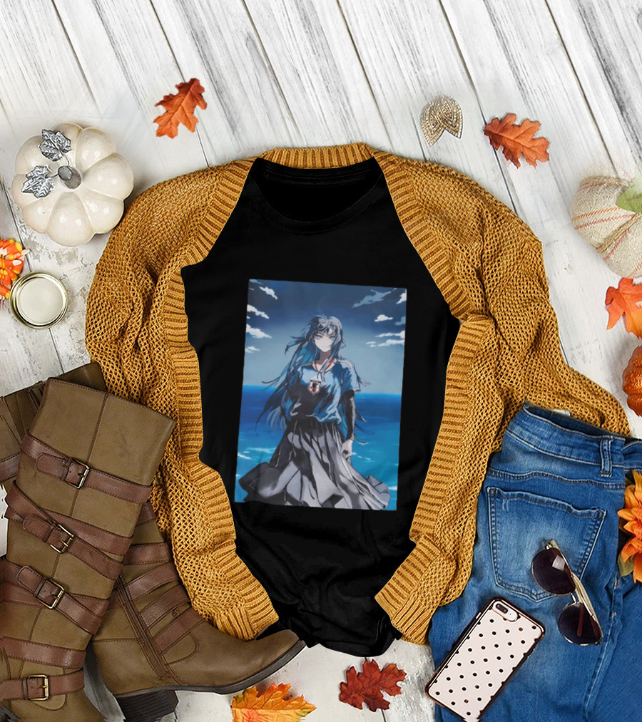 Anime Girl Japan National Football Team JFA Samurai Ocean Scene T-Shirt