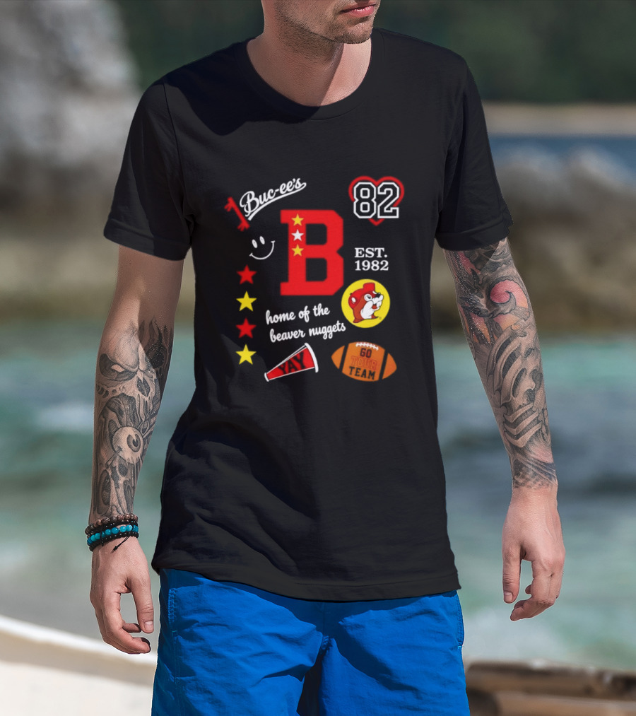 Buc Ee's 82 Est 1982 Home Of The Beaver Nuggets Football Tour T-Shirt