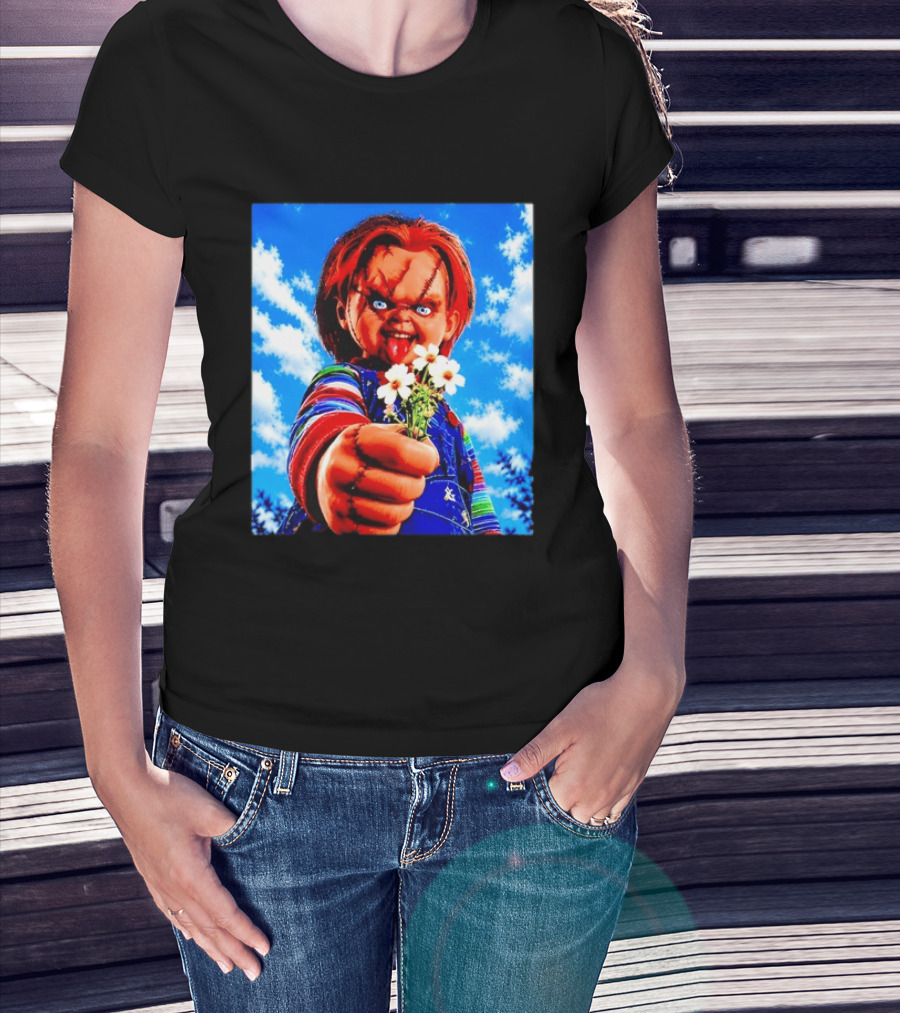 Chucky Child's Play Horror Movie Flowers Gesture T-Shirt