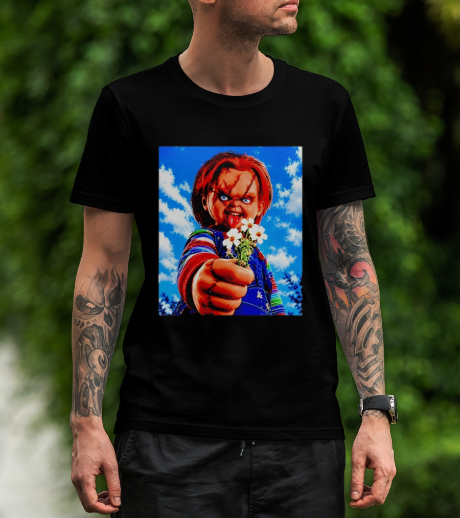 Chucky Child's Play Horror Movie Flowers Gesture T-Shirt