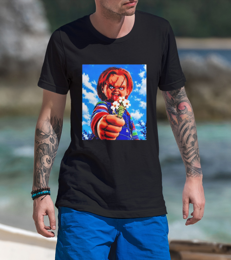 Chucky Child's Play Horror Movie Flowers Gesture T-Shirt