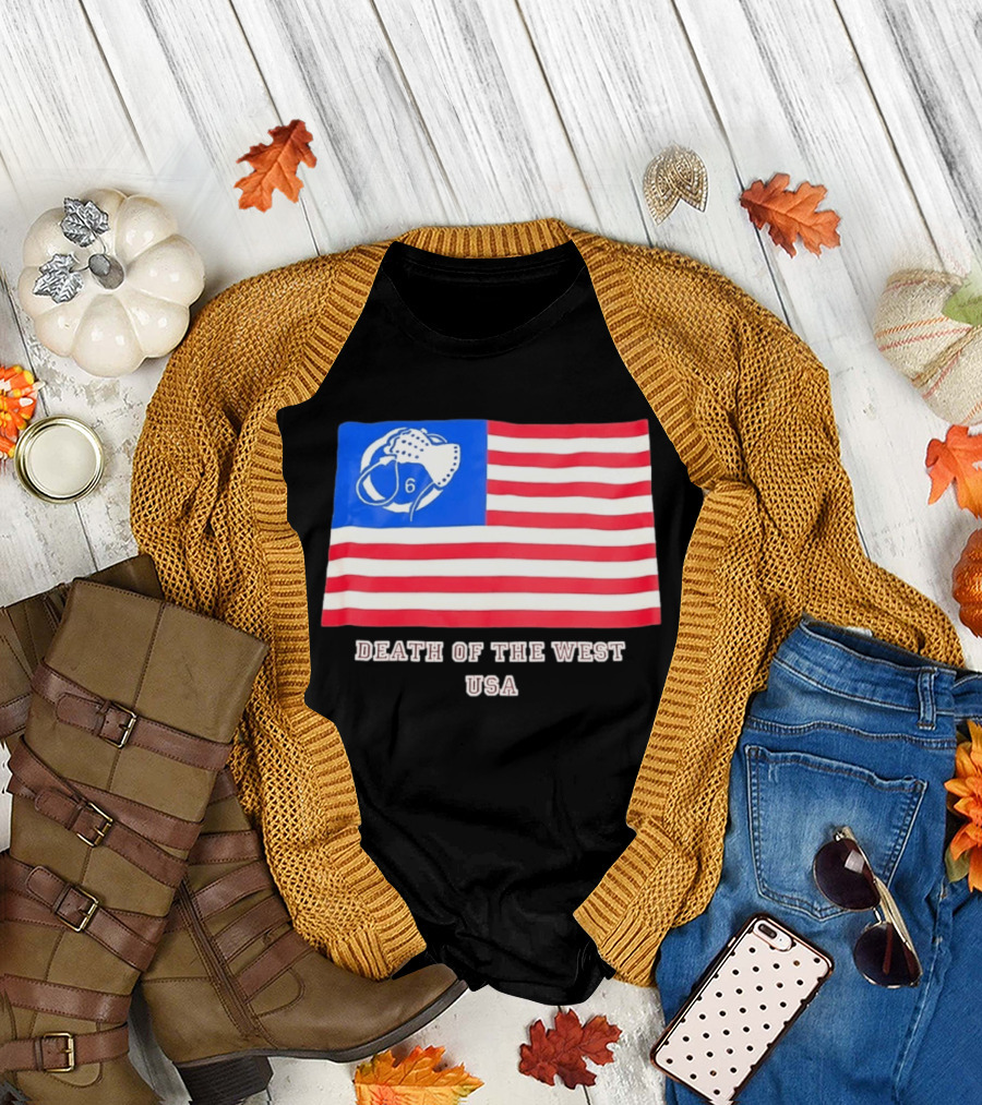 Death Of The West USA Flag Hockey Mask And Crossbones 6 T-Shirt