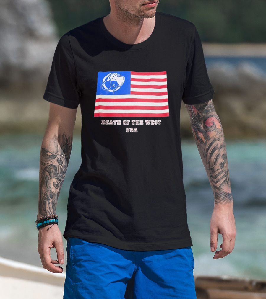Death Of The West USA Flag Hockey Mask And Crossbones 6 T-Shirt
