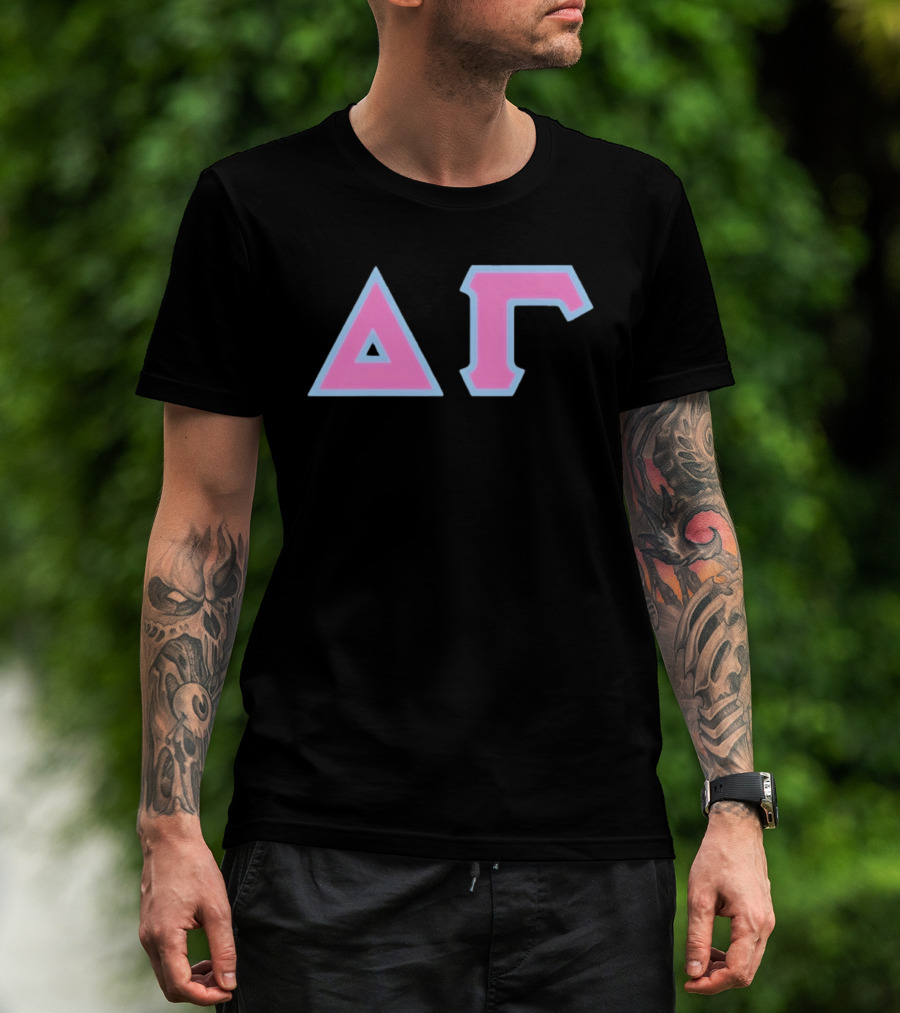 Delta Gamma Sorority Greek Letters Pink And Blue T-Shirt