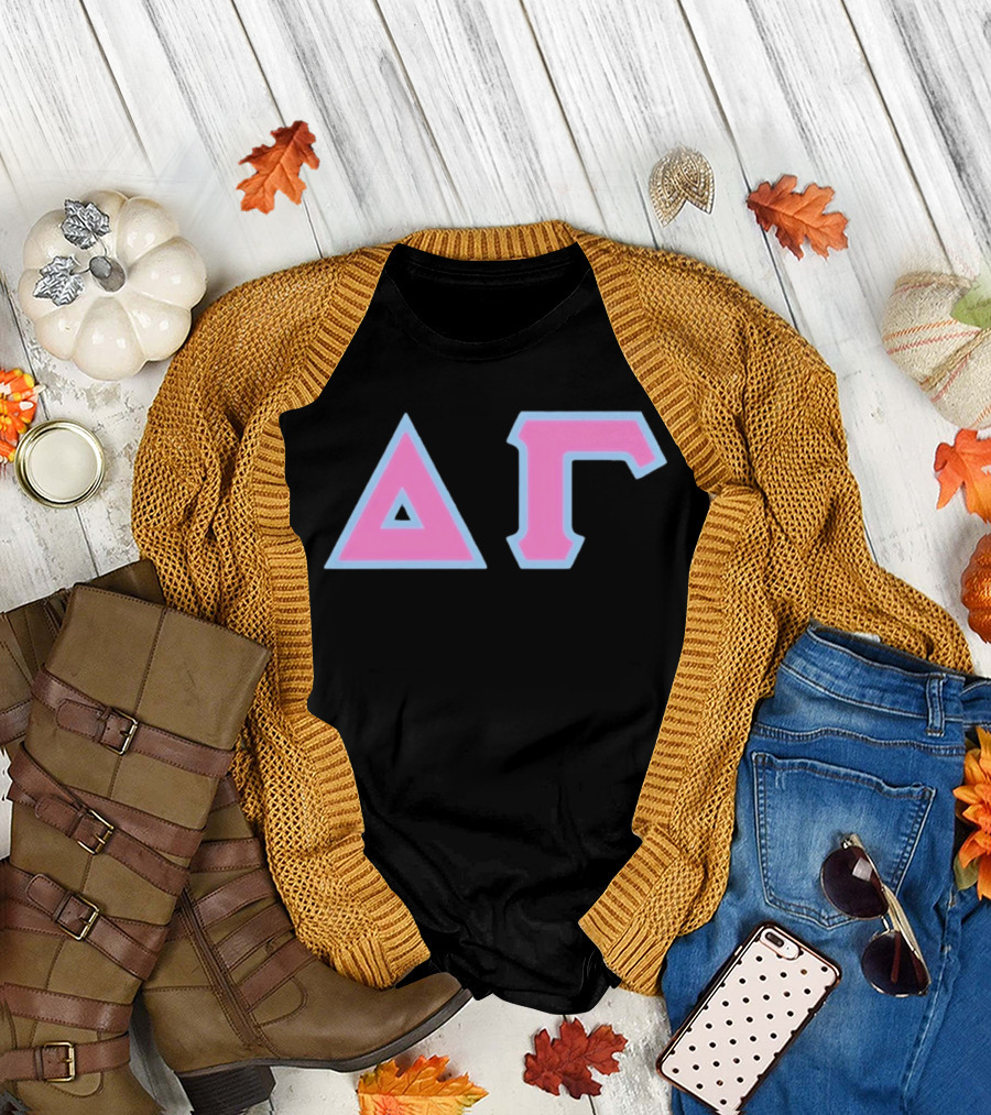 Delta Gamma Sorority Greek Letters Pink And Blue T-Shirt