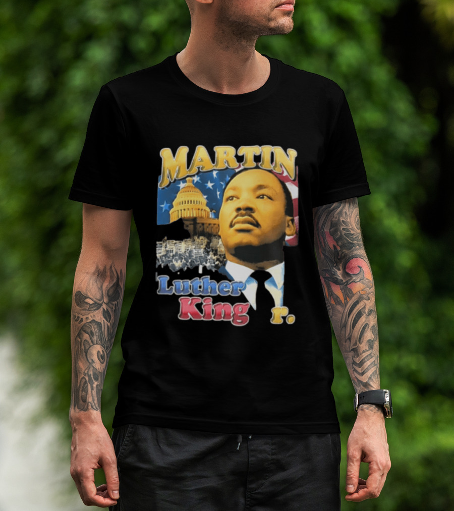 Martin Luther King Jr US Capitol American Flag Civil Rights March T-Shirt