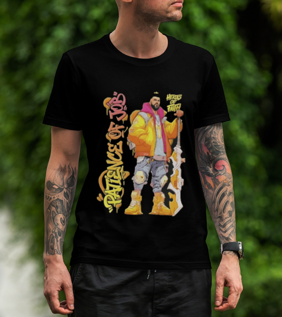 Patience Of Job Heroes Of Faith Bearded Man Sword Cartoon T-Shirt